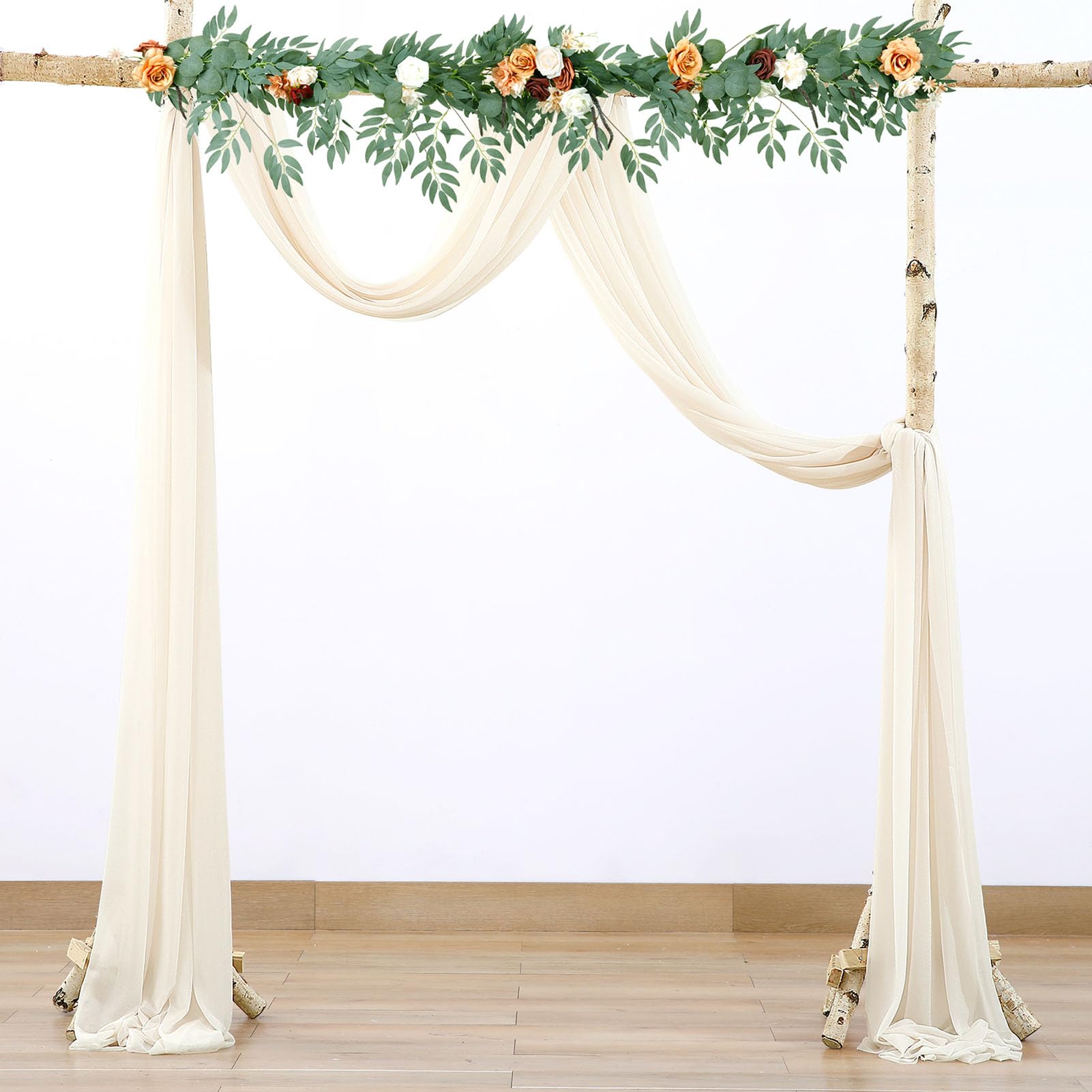 BOYOUTH Tende con mantovane in voile kaki, lunghe tende in chiffon trasparente, per drappeggi per archi di nozze, decorazioni per feste all'aperto, 76 x 600 cm, 1 pannello