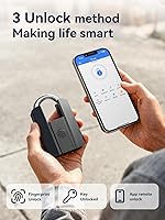 Vista 4 de NexusLab Heavy Duty Smart Fingerprint Padlock with Key, IP67 Waterproof Bluetooth Outdoor Gate Lock, Anti-Theft App Control & Log Record, High