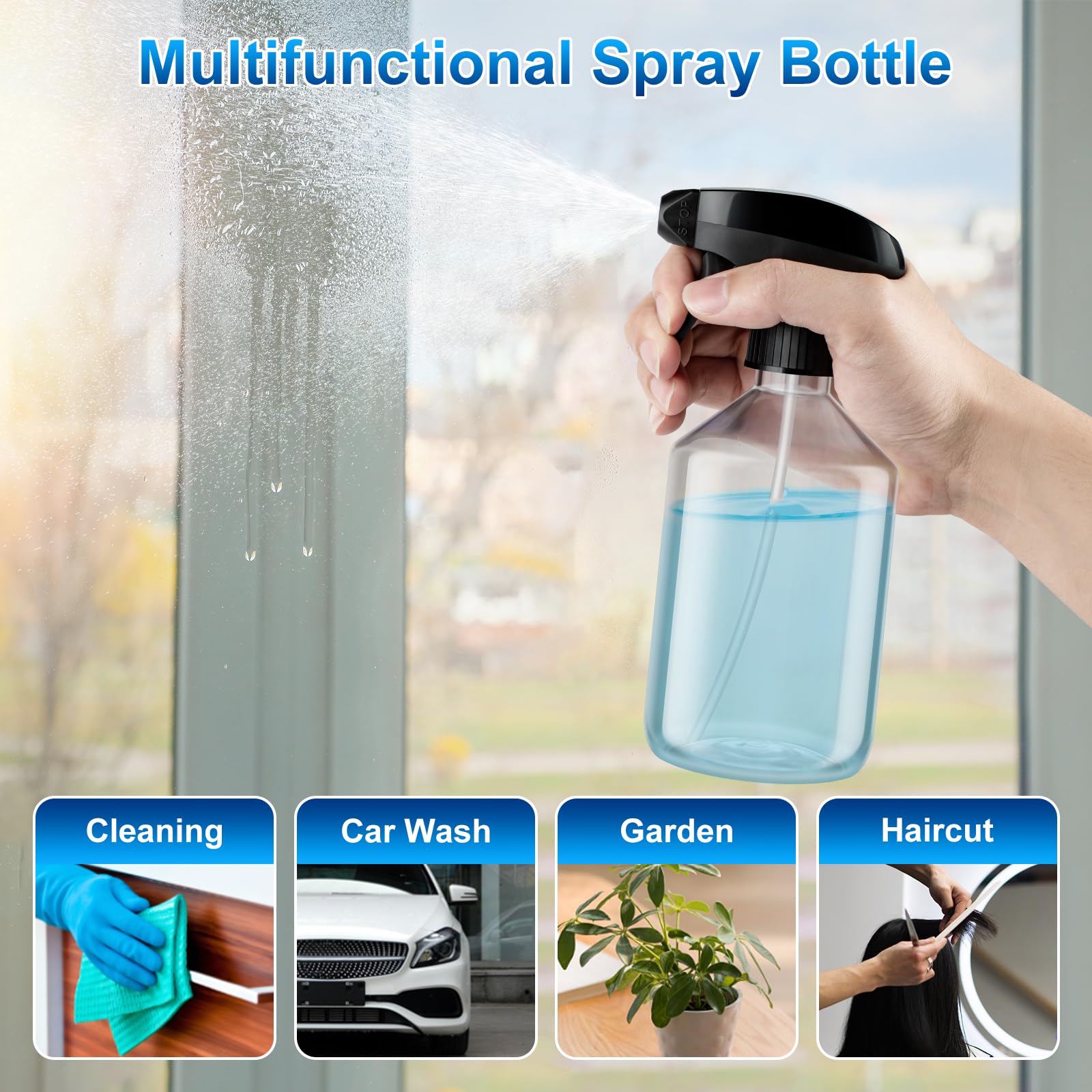 2 Bottigliette Spray 200ml - Spruzzino A Pressione, Trasparente, Per Piante, Capelli, Pulizia - Foto 4