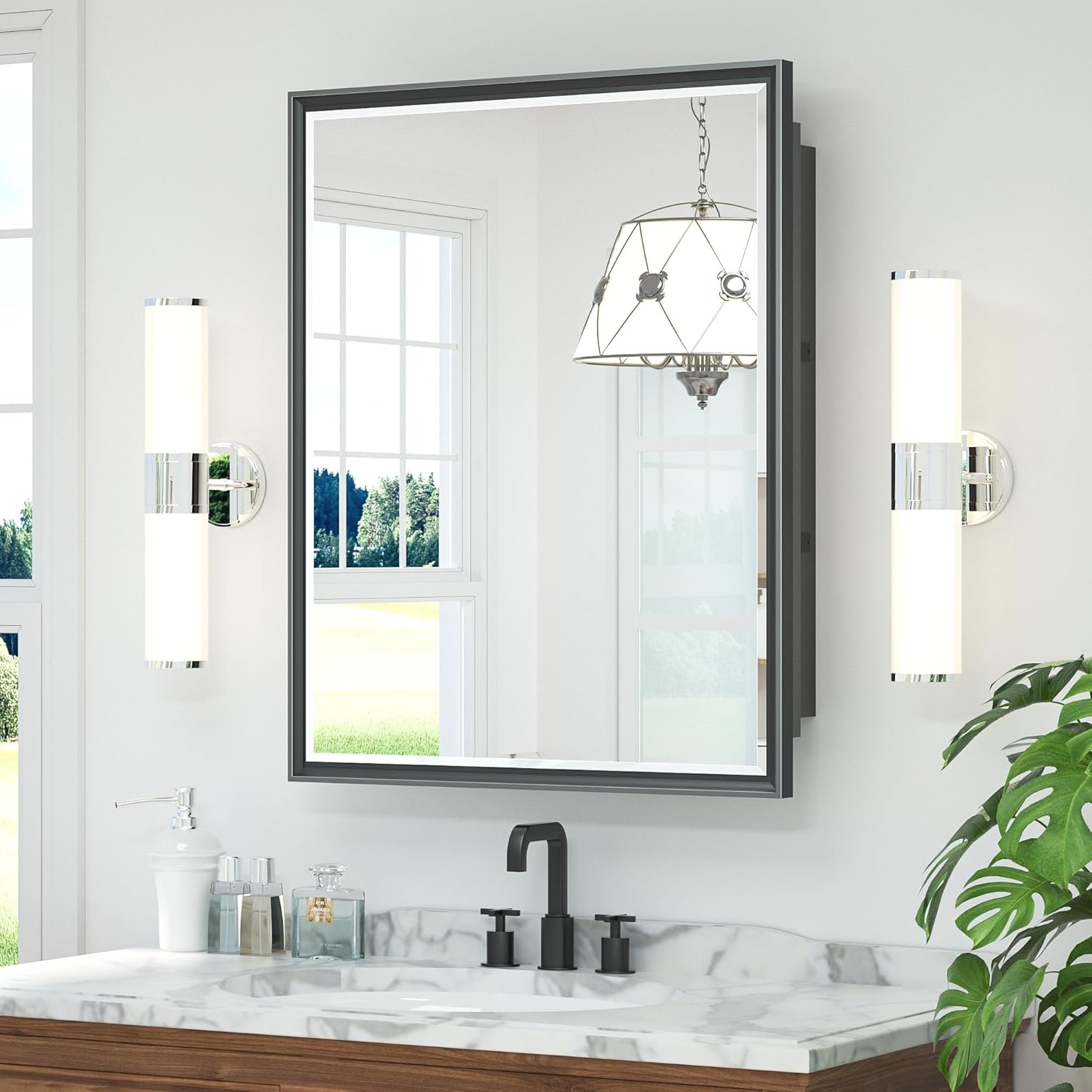 Amazon.com: TETOTE 24x30 Inch Medicine Cabinet Black Framed Bathroom ...