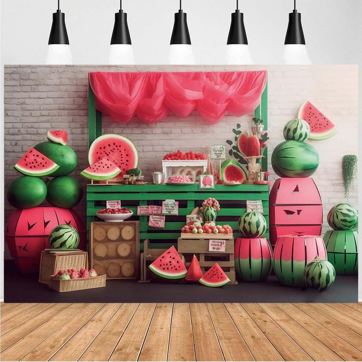 Amazon | 夏のフルーツ写真背景幕 スイカケーキ スマッシュ背景 新生児