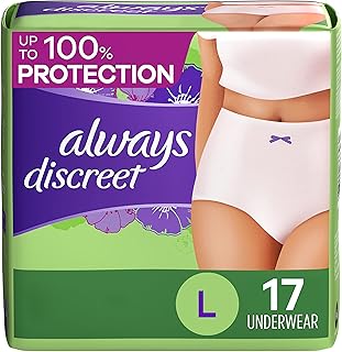 Always Discreet, Incontinence & Postpartum Underwear For Women, Size Large, Maximum Absorbency, Disposable, Large, 17 Count