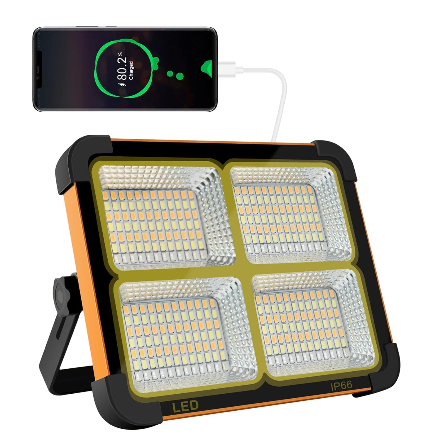 forug portable led work light, 100w, 16500mah battery, 10000 lumens, rechargeable solar worklight with stepless brightness