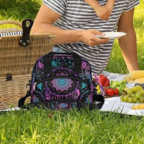Miniatura 7 de Lonchera con diseño de mandala atrapasueños, para mujeres, adultos, hombres, reutilizable, linda, lonchera de mano, bolsas enfriadoras, contenedores