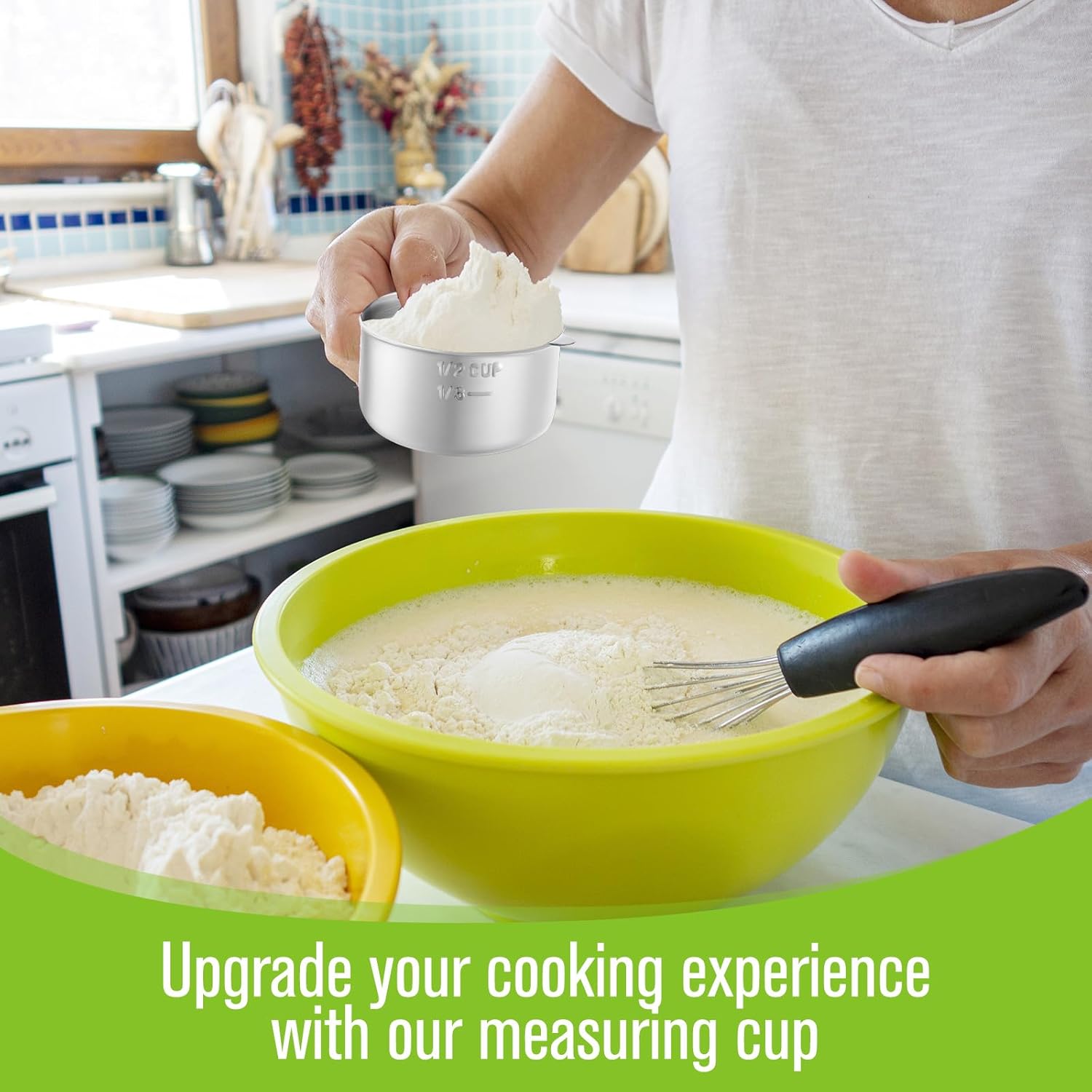 Honeydak 12 Pcs 1/2 Cup Measuring Cup Stainless Steel Metal Measure Scoop Single Measurement Scoop for Kitchen Coffee Wet and Dry Ingredients Dog Food