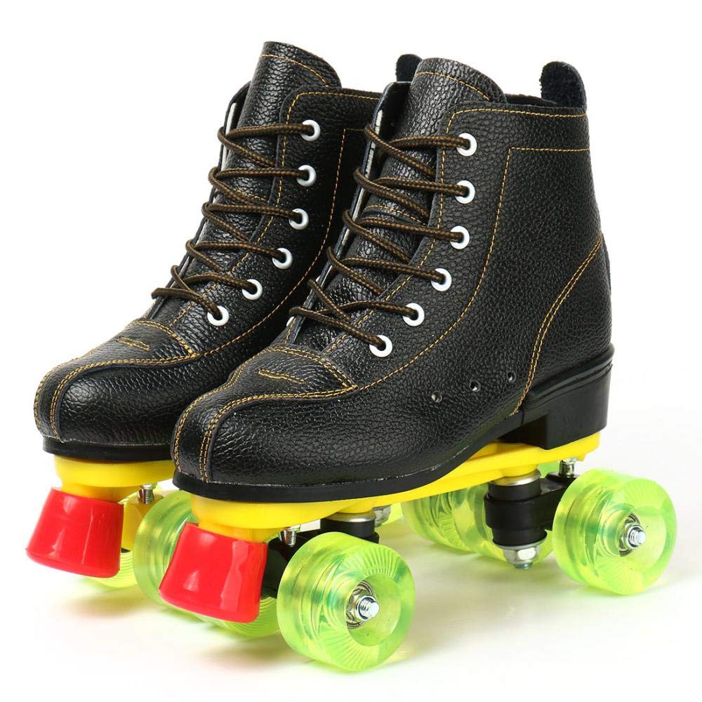 POSHOPSRoller Skates for Women Men PU Leather Classic Roller Skates Indoor Outdoor Roller Skates Adjustable Four-Wheel High-Top Shoes for Beginner, Professional for Girls Unisex with Shoes Bag