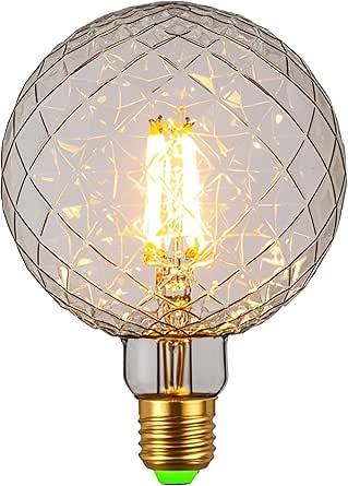 Edison LED Glühbirne G125 - 4W Dimmbare Birne Mit Amber Glas 2000K