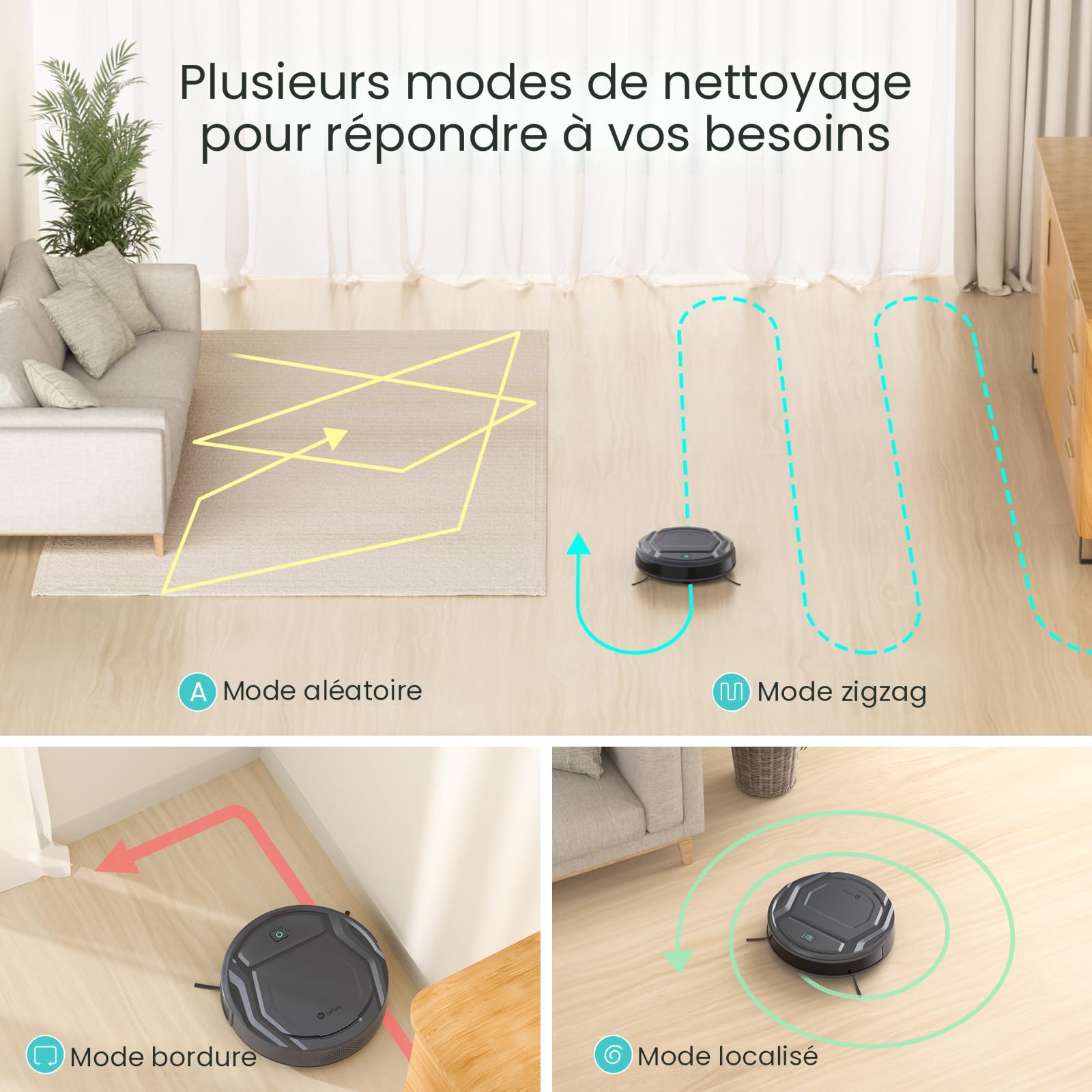 Aspirateur Robot Lefant M201 – Noir, Sans Fil, Capteur 6D, HEPA, Neuf