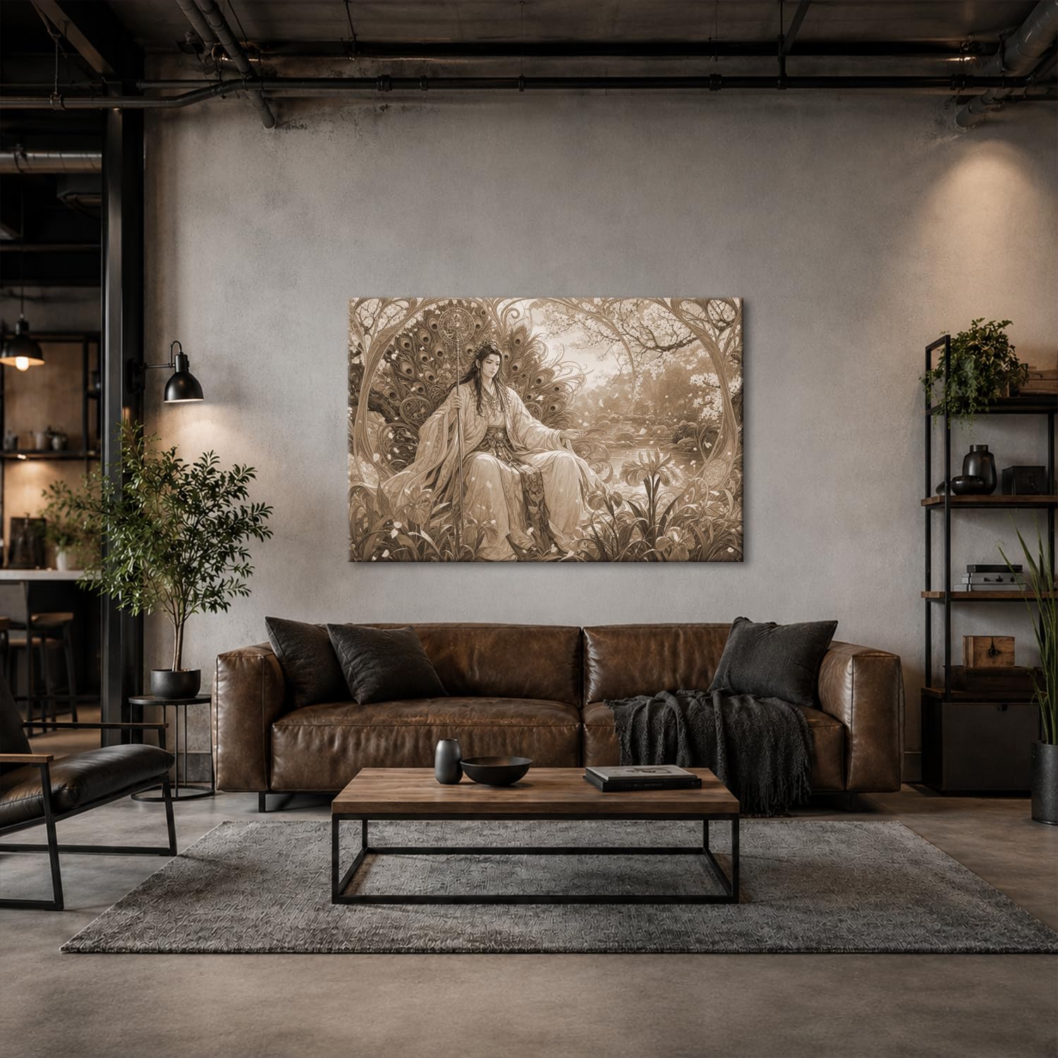 deyoli Obraz na płótnie elegancki kształt przed drzewem wiśni 70 x 50 cm