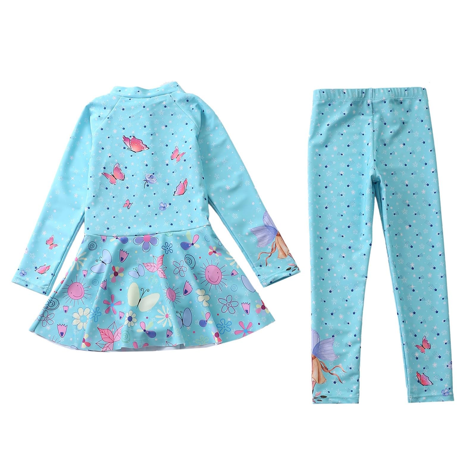 Generisch Traje de baño sin mangas para niña de manga larga RashguardBadeanzug con bañador, UPF 50, protección solar, para niños y jóvenes