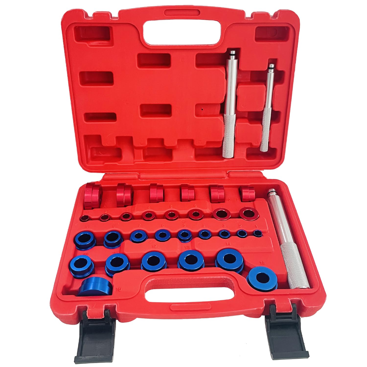 Kit de presse à roulement 33 pièces, ensemble de pilotes de roulement et de joint avec adaptateurs, ensemble de pilotes de douille d'installation de joint avec 3 poignées moletées pour