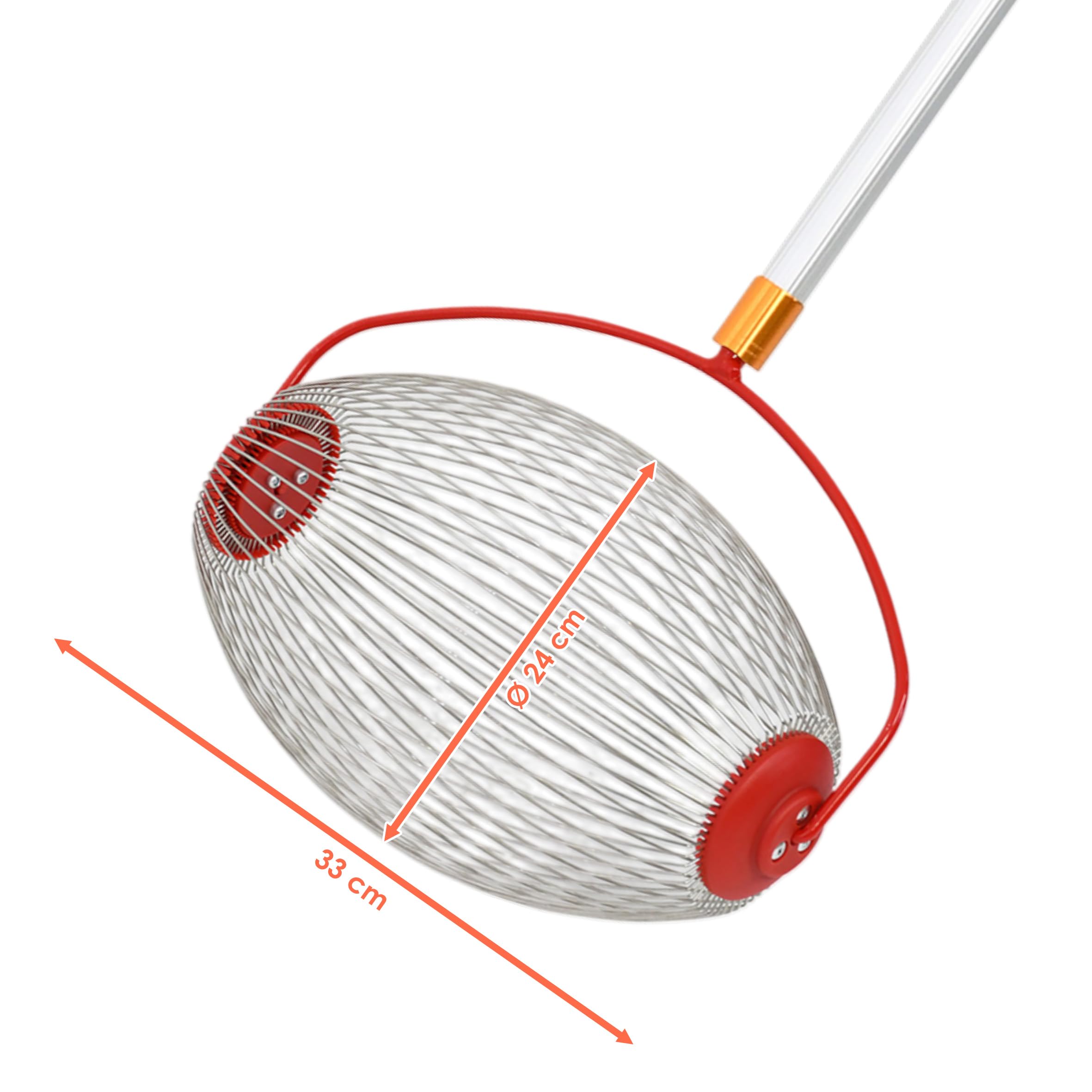 Spetebo Rollsammler Nusssammler Obstsammler mit Alu Teleskopstiel 120 cm | Großer Erntekorb, Äpfel Birnen Kastanien, Nüsse, Tennisball Golfball