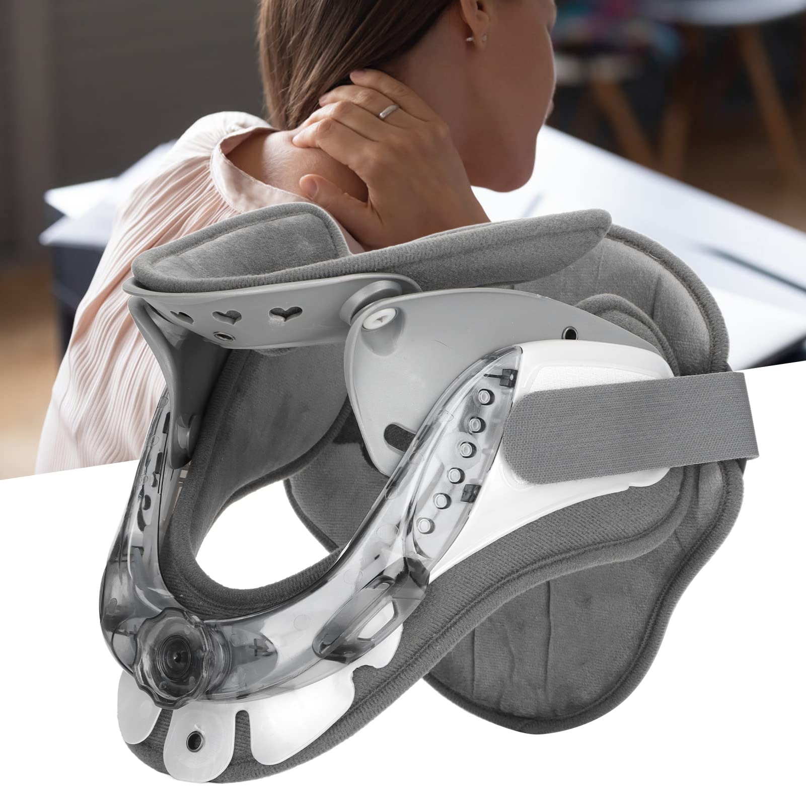 Nackenstütze, Halskrause Mensch, Neck Support, Verstellbares zervikales Nacken Traktionsgerät, Nackenstütze für Optimale Unterstützung und Komfort