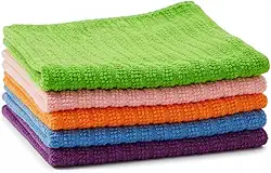 Kit 5 Panos de Microfibra Multiuso para Limpeza, Laváveis e Reutilizáveis, Não Soltam Fiapos, Alta Absorção, Uso Automotivo e Doméstico, Vidros e Móveis, 30x30cm