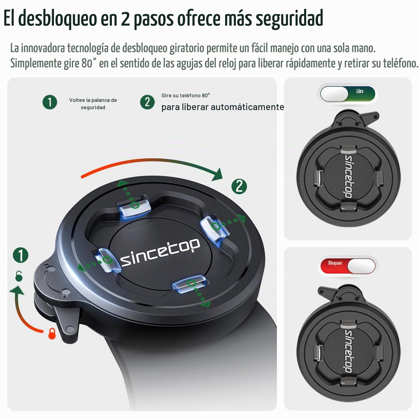 sincetop Soporte movil Bicicleta Potencia,Soporte Teléfono Celular Bici Manillar Bicicleta Montaña,Liberación Rápida Bicicletas Montaña y Carretera【Serie C-2da Gen】