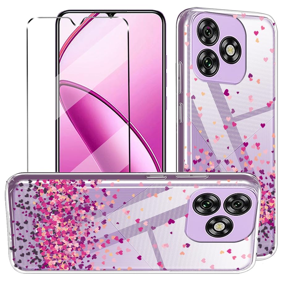 HuiYouMY 2-in-1 Case Compatible with Oukitel C53 Cover with 1 Pack Tempered Glass Screen Protector for Oukitel C53