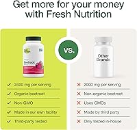 Vista 4 de Fresh Nutrition Cápsulas orgánicas de raíz de remolacha – 2400 mg de dosis potente – Soporte antioxidante – Vegano, sin OMG, sin gluten – 90 cápsulas