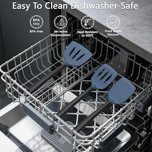 Miniatura 5 de Coukre Juego de utensilios de cocina de silicona con soporte, resistentes al calor, herramientas de cocina de grado alimenticio, espátula, cuchara y