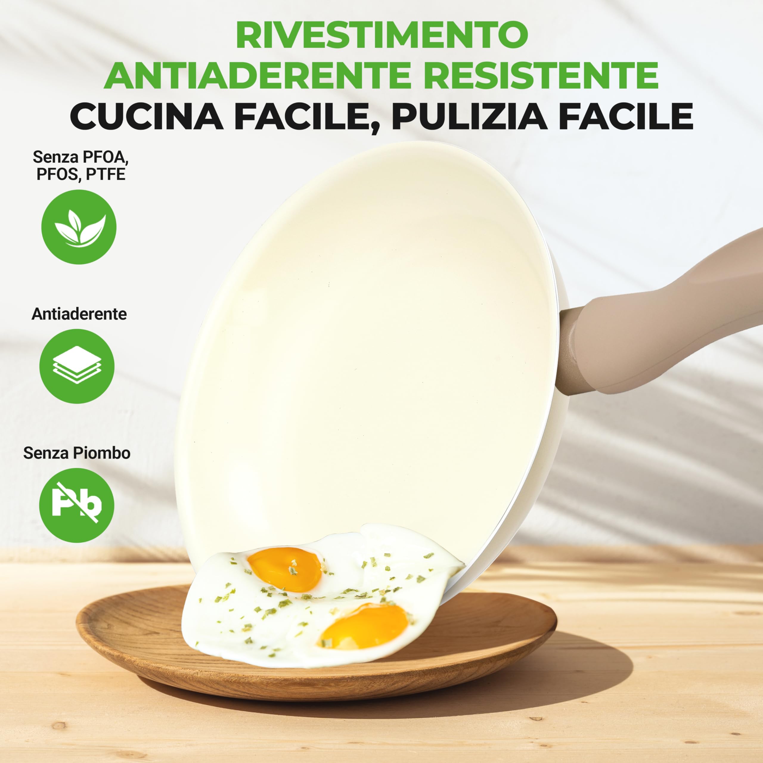 NutriChef Set 75 Pezzi con Pentole, Padelle e Teglie da Forno Antiaderenti in Ceramica, Coltelli, Utensili, Sicuro per Uso Alimentare, Crema/Marrone