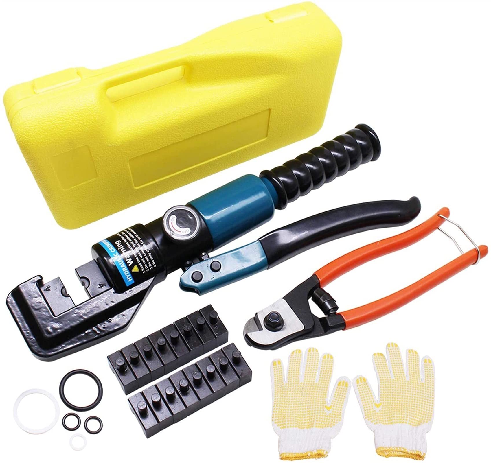 Hydraulic Crimping Tool Hydraulic Crimper Wire Cable Lug Terminal Cutting Crimping Tool 8 Dies Cutter for 4-70mm Stainless Steel