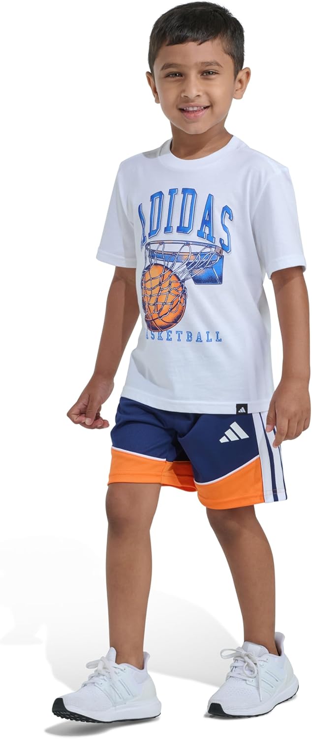 adidas boys Two-piece Short Sleeve Printed Graphic T-shirt and Shorts Matching Set - Image 4