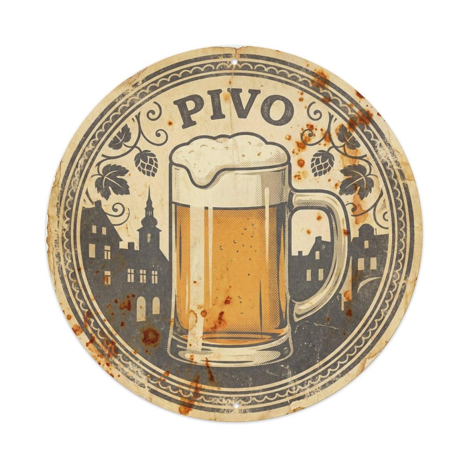 Brew House Czech Beer Drink Culture Retro Screenprint Metal Tin Sign