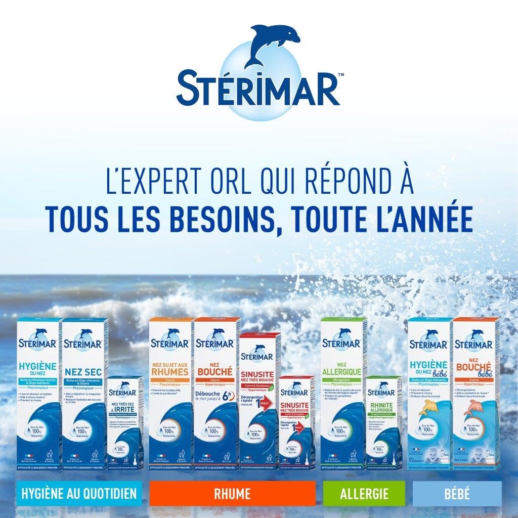STÉRIMAR Nez Bouché Bébé - Spray Nasal pour Bébés à partir de 3 mois, Débouche le Nez, à l'Eau de Mer 100% Naturelle & Cuivre, Formule Hypertonique, 100 ml