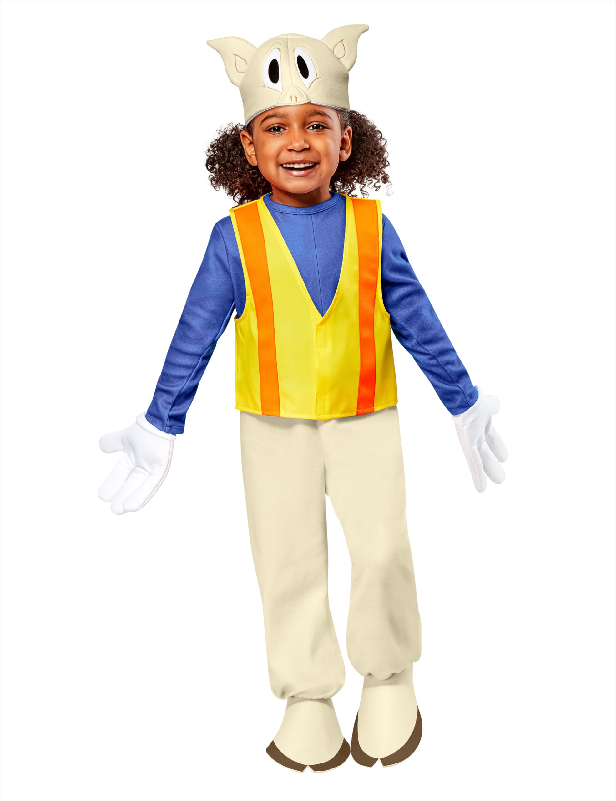 Rubies Toddler Bugs Bunny Builders Porky Pig Costume Jumpsuit and Headpiece