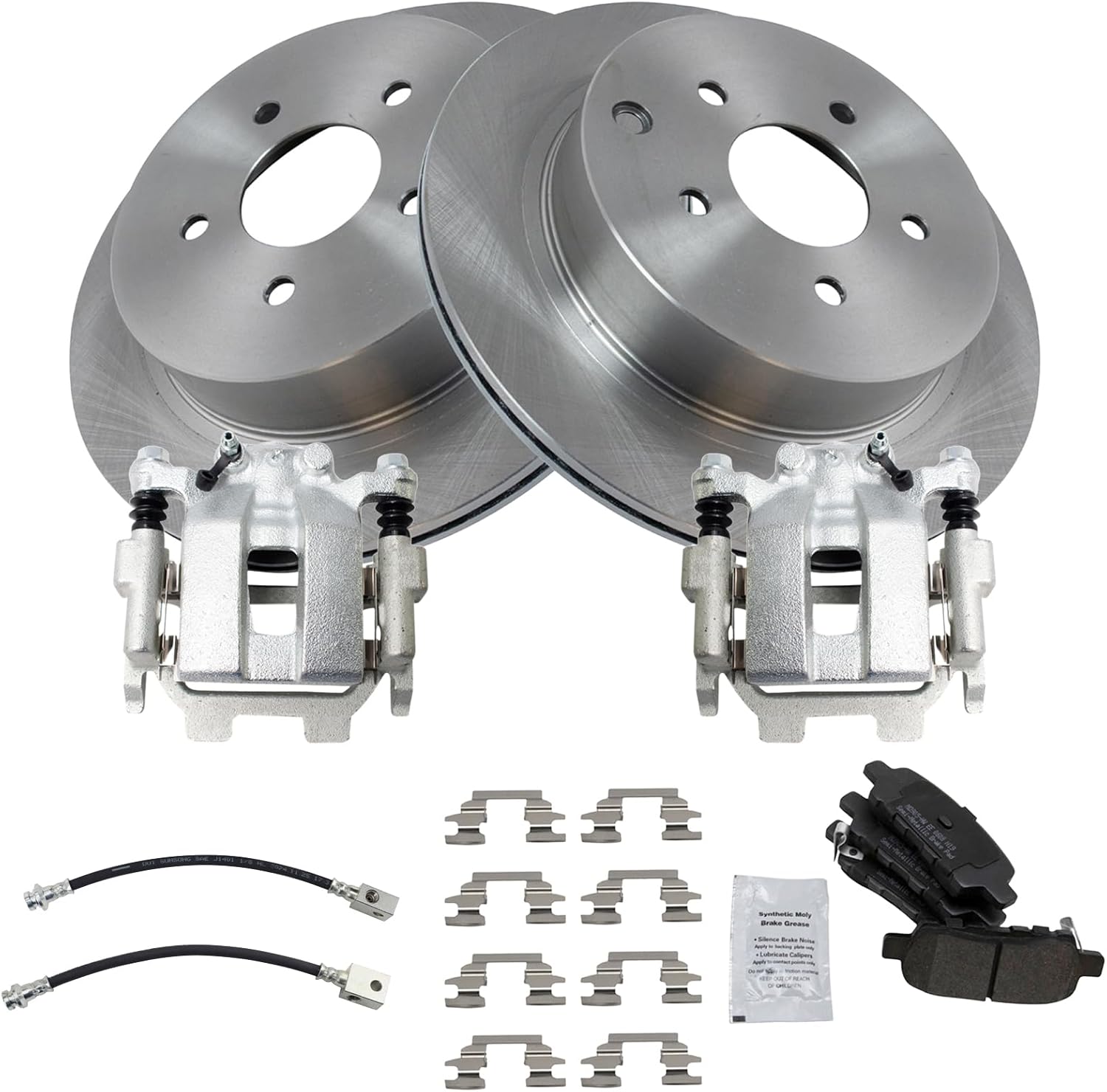 TRQ Rear Brake Pad & Rotor Kit Semi-Metallic Compatible with 2018 INFINITI Q70