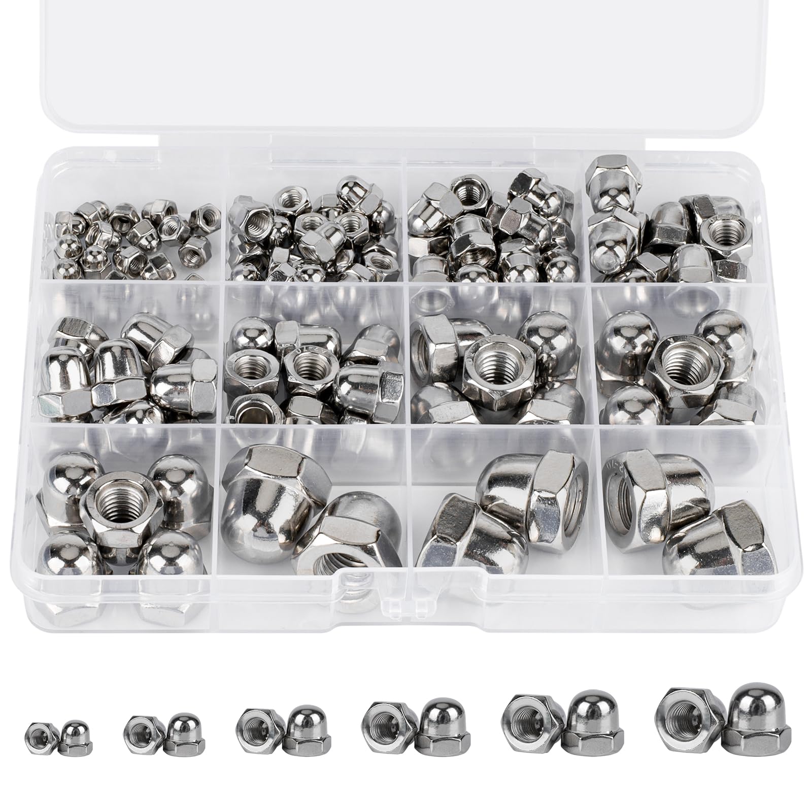 Stainless Steel Acorn Nuts - 107 Piece Set -11 Stainless Steel Acorn Nuts - 107 Piece Set -11