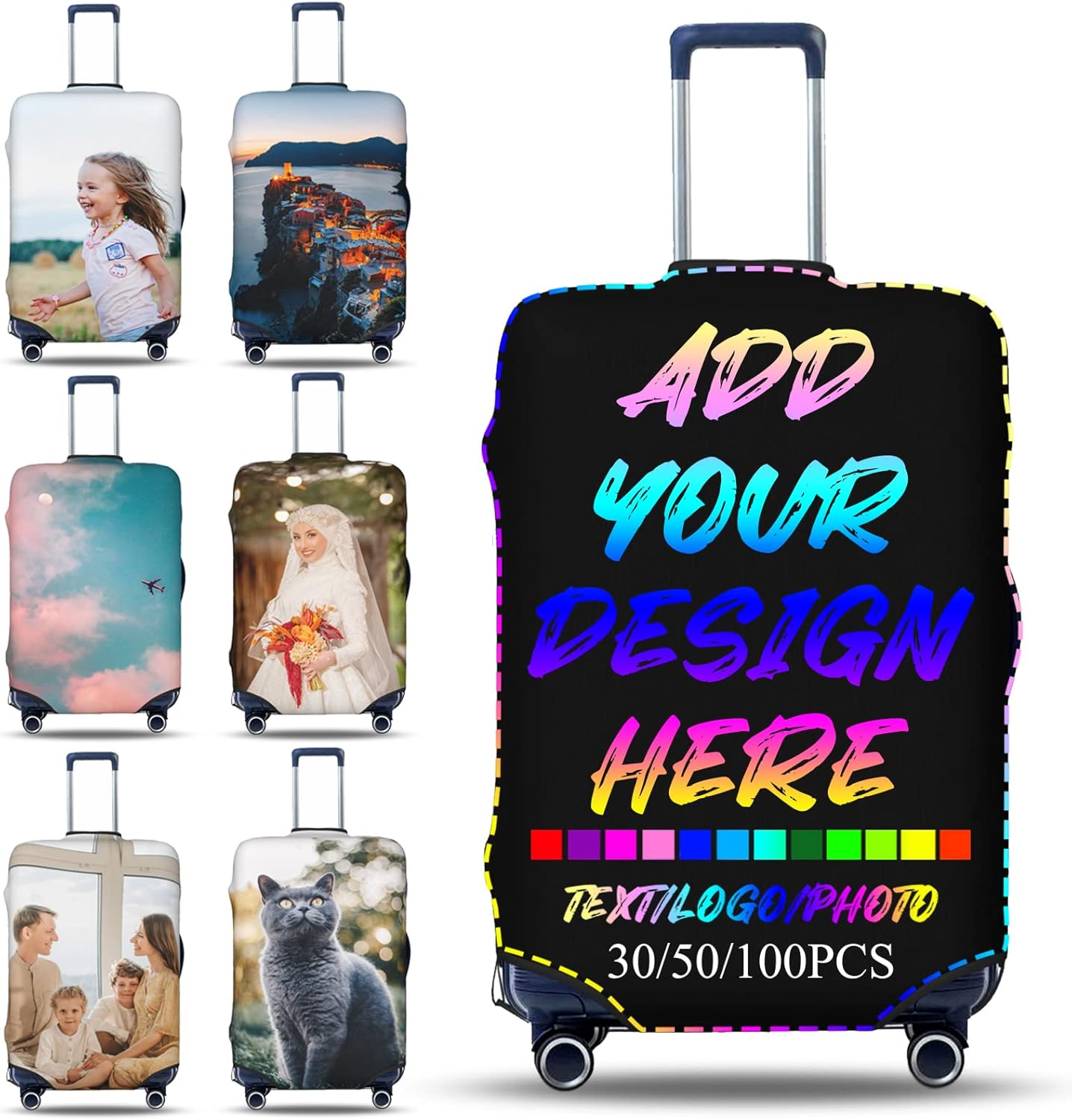 DoubleSided Custom Elastic Luggage Covers Personalized