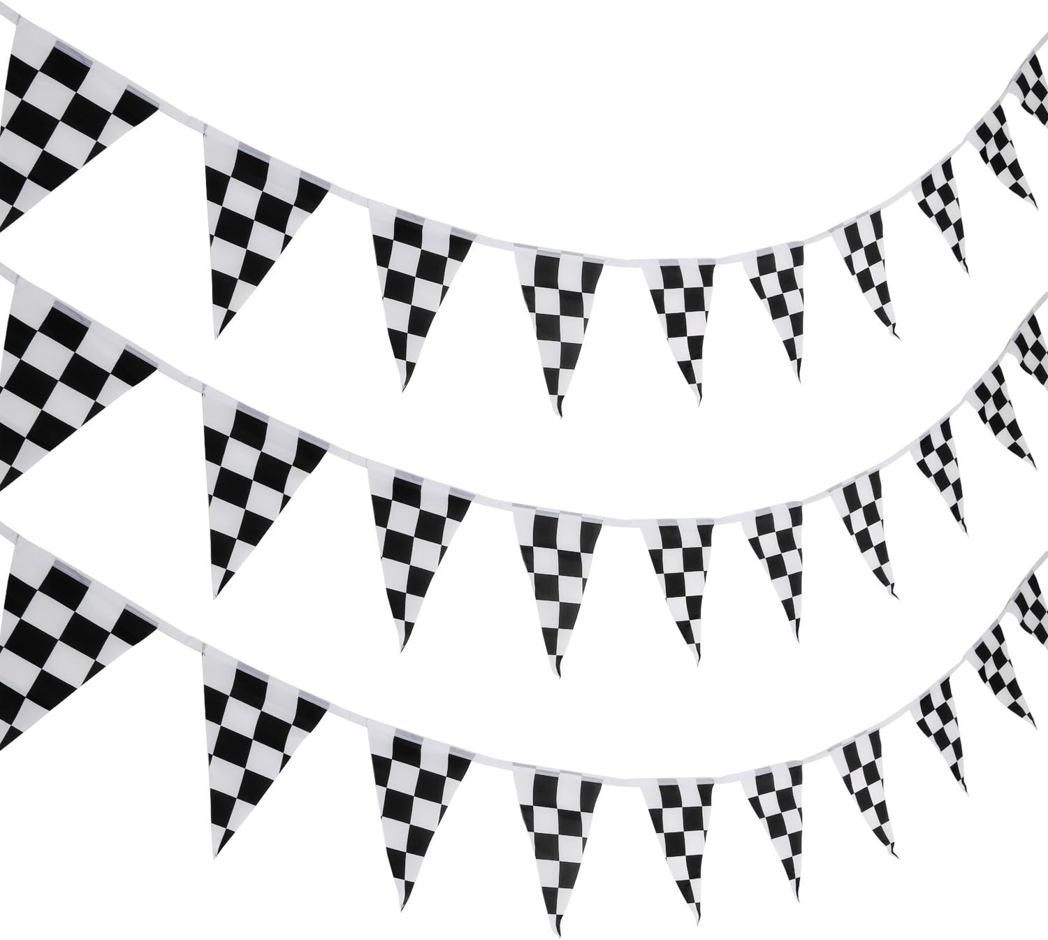 10 Meters Checkered Pennant Banner Racing Flag Party Flag Banner Accessory for Race Theme Birthday Party Decoration
