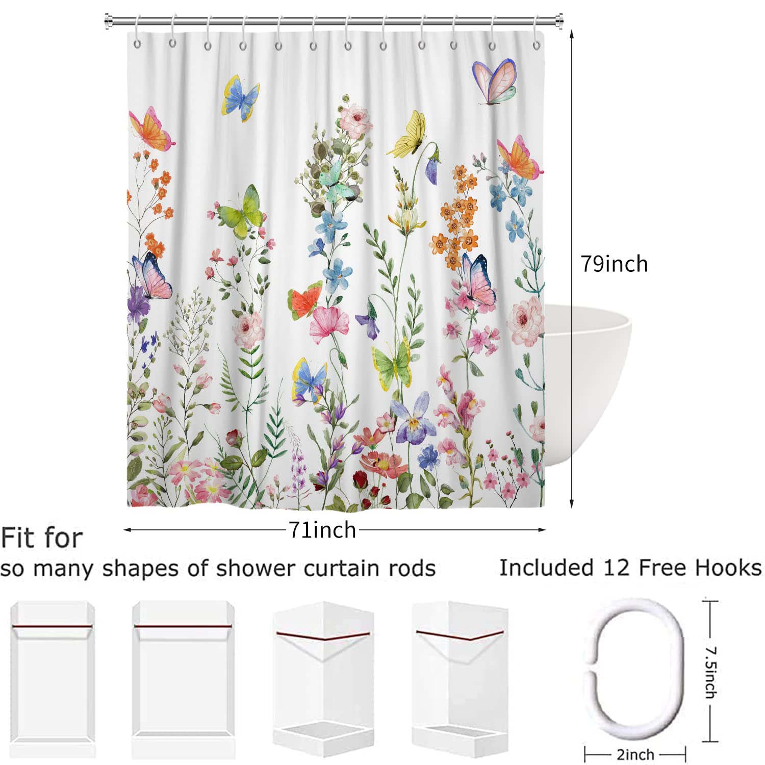 Tenda da doccia con foglie tropicali foglia di palma verde tende da bagno per piante Monstera Set tessuto in poliestere decorazioni per il bagno di casa con ganci  15