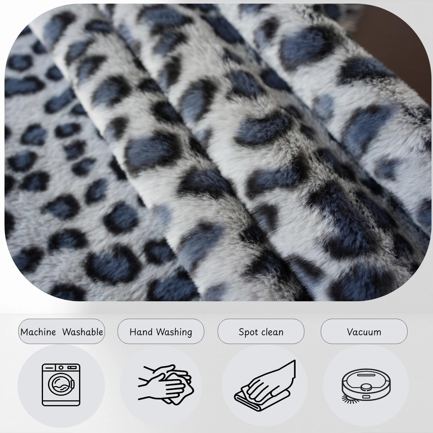 Leopard Print Rug, Faux Fur Area Rug for Bedroom, Soft Non-Slip Accent Carpet for Living Room, Bohemian Western Animal Print Decor (2'7" x 3'11")