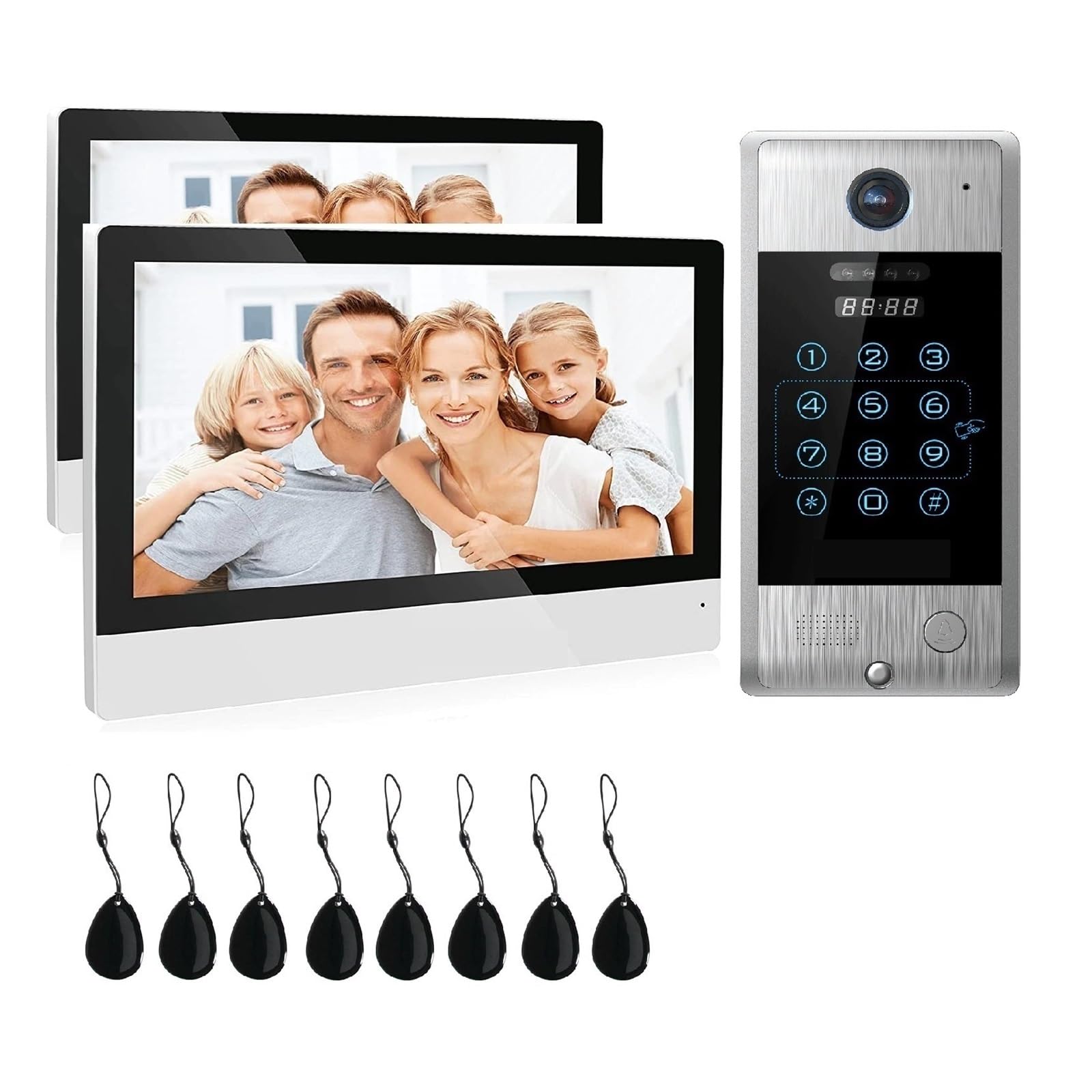 HVSYVVSRL 4-wire WiFi Video Doorphone Doorbell Intercom 10 Inch 1080P Touchscreen Monitor APP Swipe Card 4in1 Unlock Tuya App Two Way Audio(2M1D)