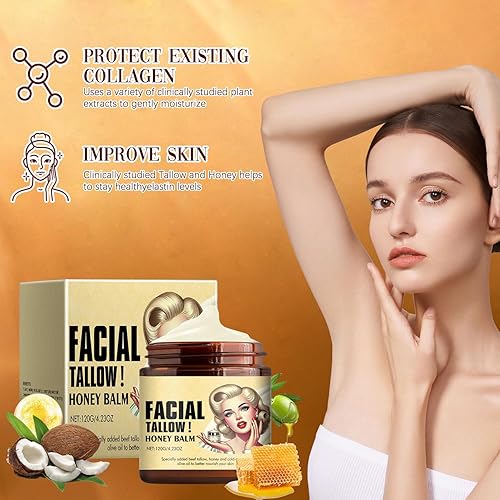 Miniatura 6 de Sarga de carne batida y bálsamo de miel, crema facial con acabado de pasto alimentado con hierba, cremas e hidratantes (2 unidades)