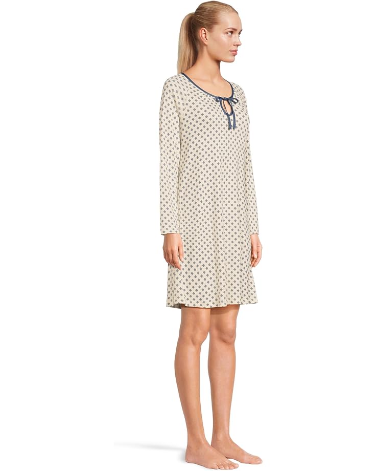 Karen Neuburger Blue Era Tie Neck Long Sleeve Sleep Shirt - #2 of 4