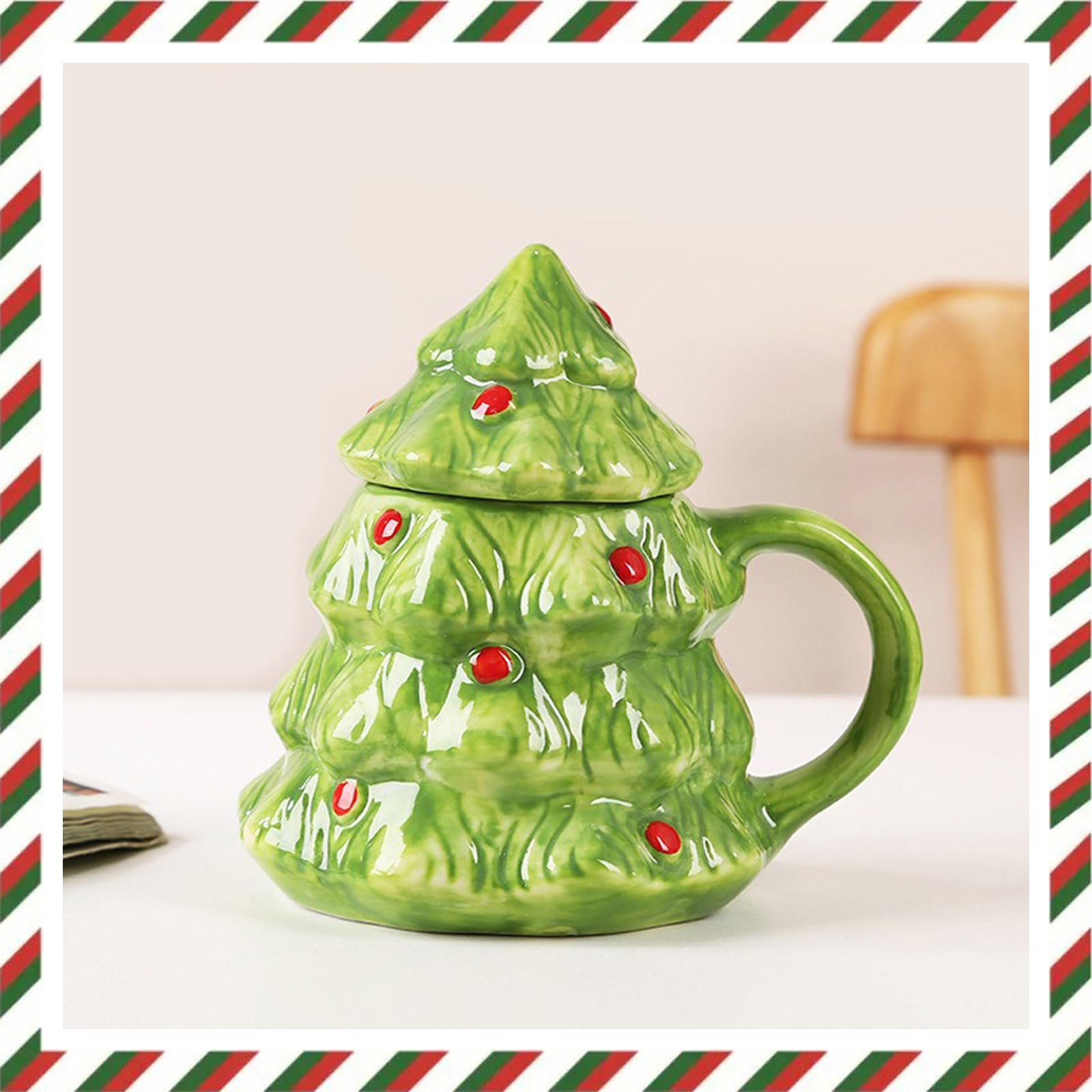 Tazza in ceramica 3D con scritta in inglese Merry Christmas (lingua italiana non garantita) 301-400ml Babbo Natale