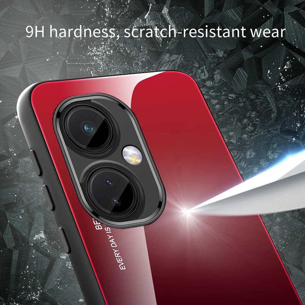 SEAHAY Cover Per OnePlus Nord CE 2 5G – Custodia In Vetro Temperato 9H E Silicone TPU – Colore Rosa Sfumato – Ultra Sottile E Antiurto - 5