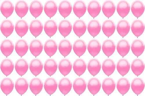 Miniatura 1 de 50 globos de fiesta de 12 pulgadas con superficie perlado metálica de látex brillante de grado helio (rosa)