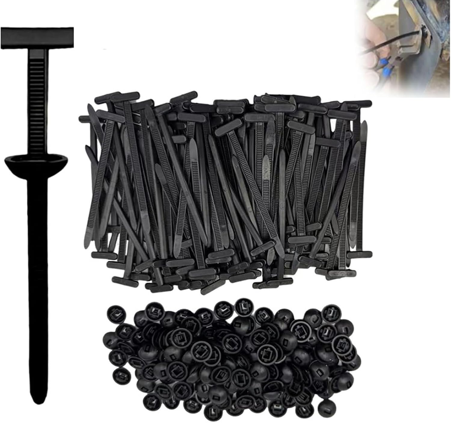 Nylon Universal Cable Tie Buckle, Heavy Duty Self-Locking Nylon Zip Ties Holder, UV-Resistant Fasteners for Car Fender Trunk Repair, Wire Bundling, Home & Garage Use (50)