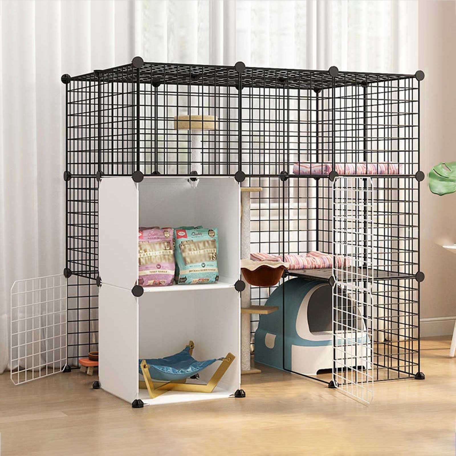 Gabbia per Gatti di Grandi Dimensioni - Recinto Staccabile in Filo Metallico per Uso Interno, Ideale per 1-4 Gatti, Ampio Spazio per l'esercizio