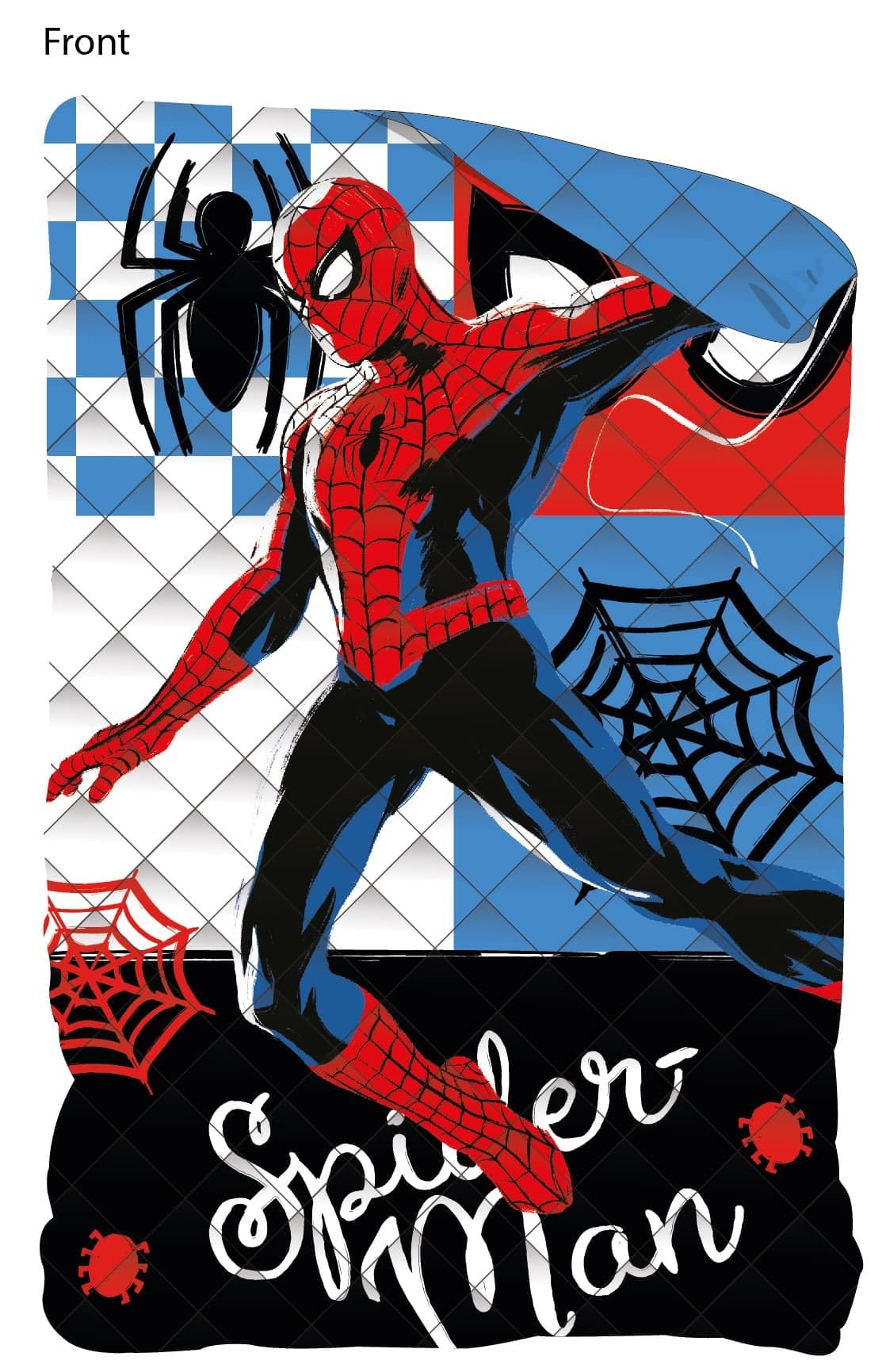 Trapunta Double Face Invernale Letto Singolo 170x260 Personaggi (Mickey Minnie Principesse Spiderman Avengers Sonic Barbie) (SPIDERMAN 2)