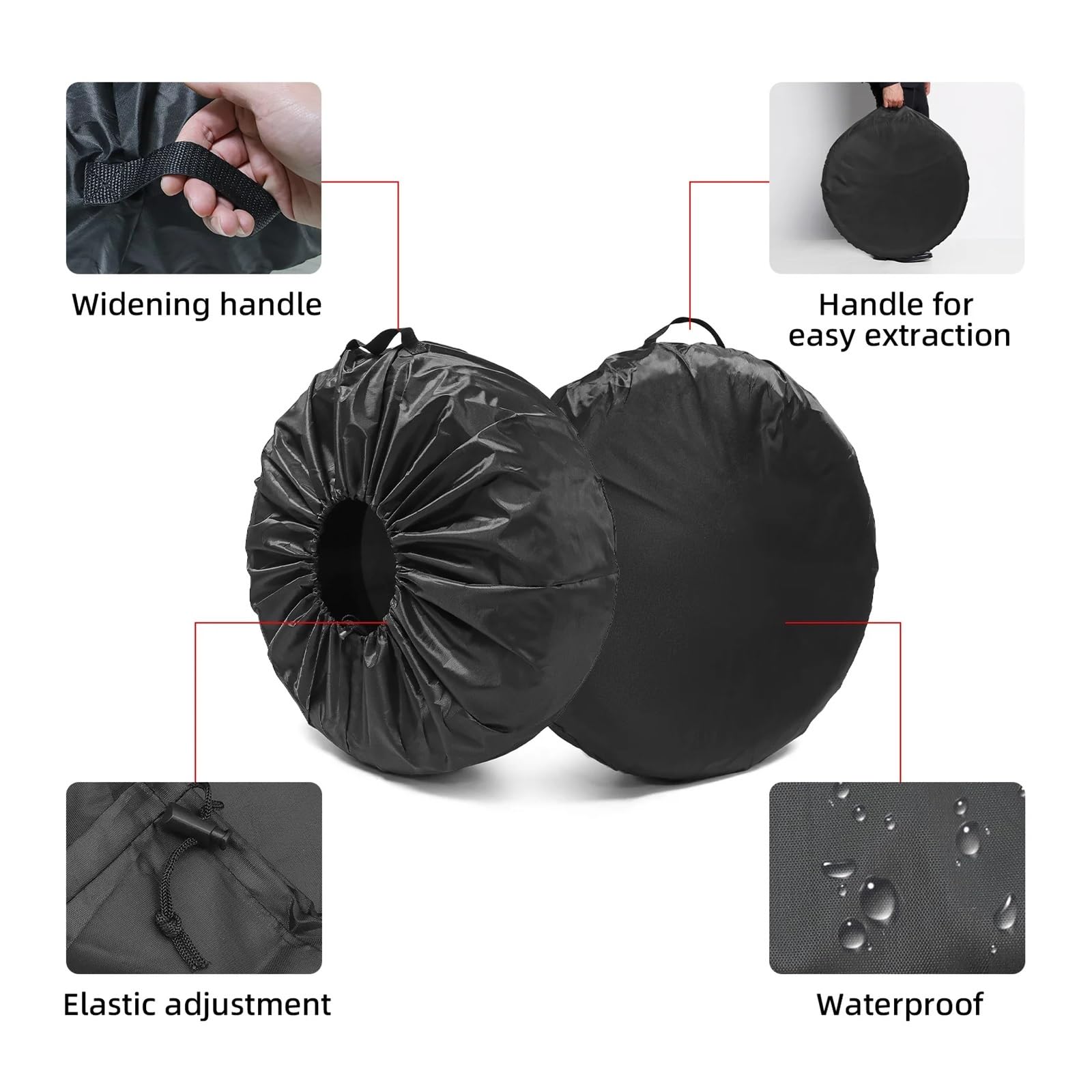 Auto-Ersatzreifenabdeckungen, 4 Stück, Ersatzreifenabdeckung, Radtasche, Ersatzrad, Reifen, Wetterschutz, Aufbewahrungsabdeckungen, Rad, Fahrzeugreifen, wasserdicht, (L)