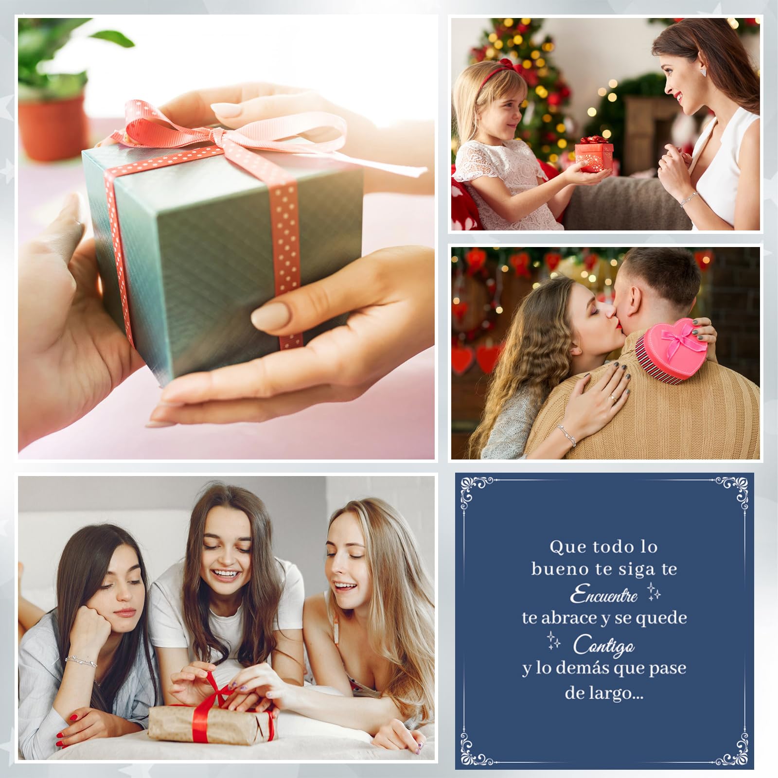 YELUWA Regalos Originales para Mujer, Regalo Dia de la Madre Pulsera Plata Mujer Regalo Cumpleaños Amiga Navidad Regalos Amiga Hermana Novia Cumpleaños Pulsera Mama Mamá e Hija Abuela Niña Sobrina Tía
