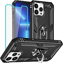 Yiakeng for iPhone 13 Pro Max Case with Screen Protector: Military Grade Protective Cases with Ring Holder Kickstand for - iPhone 13 Pro Max (Black)