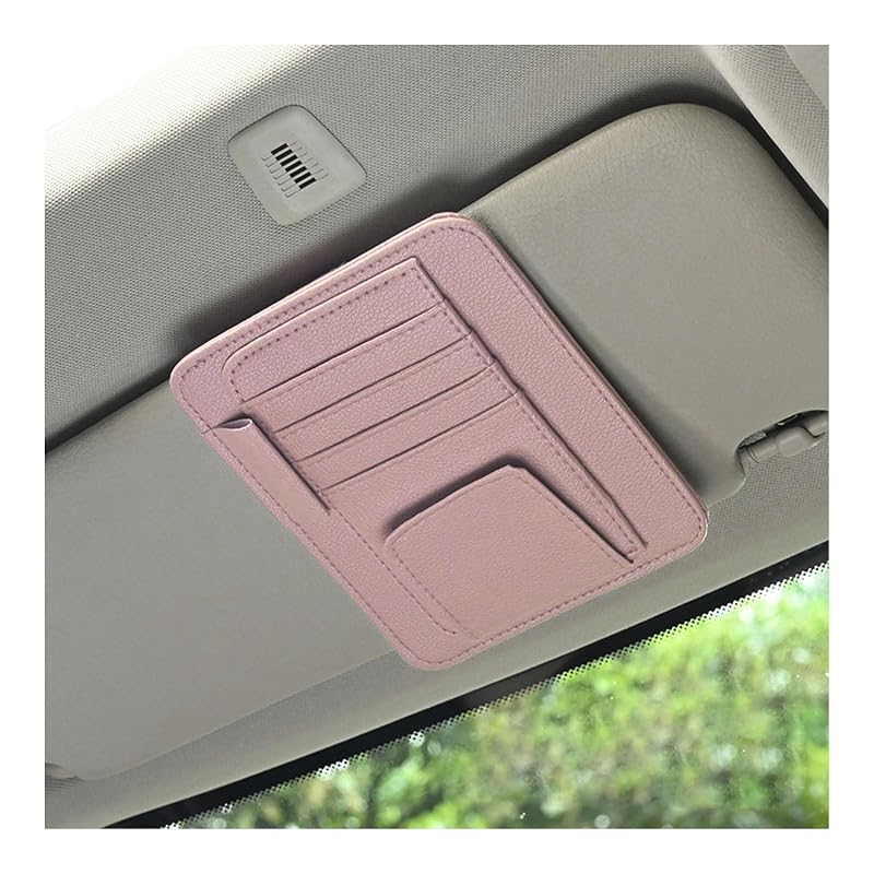 Organizador para Para-Sol de Carro Augeny com Porta-Documentos e Compartimentos em Couro Sintético PU Rosa, 1 unidade