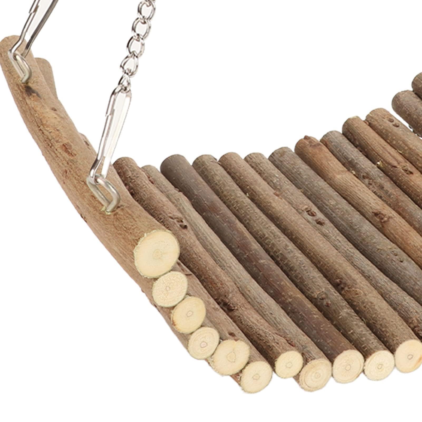 Altalena in Legno per Piccoli Animali, 20x30 cm, Amaca Sospesa per Criceti, Cincillà, Scoiattoli, Conigli e Uccelli