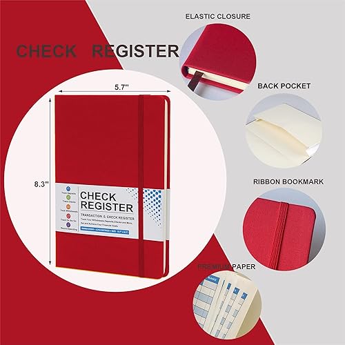 Miniatura 2 de Coozment Registro de cheques gruesos para chequera personal, libro de registro de ingresos y gastos, página interior de colores, tapa dura, viene