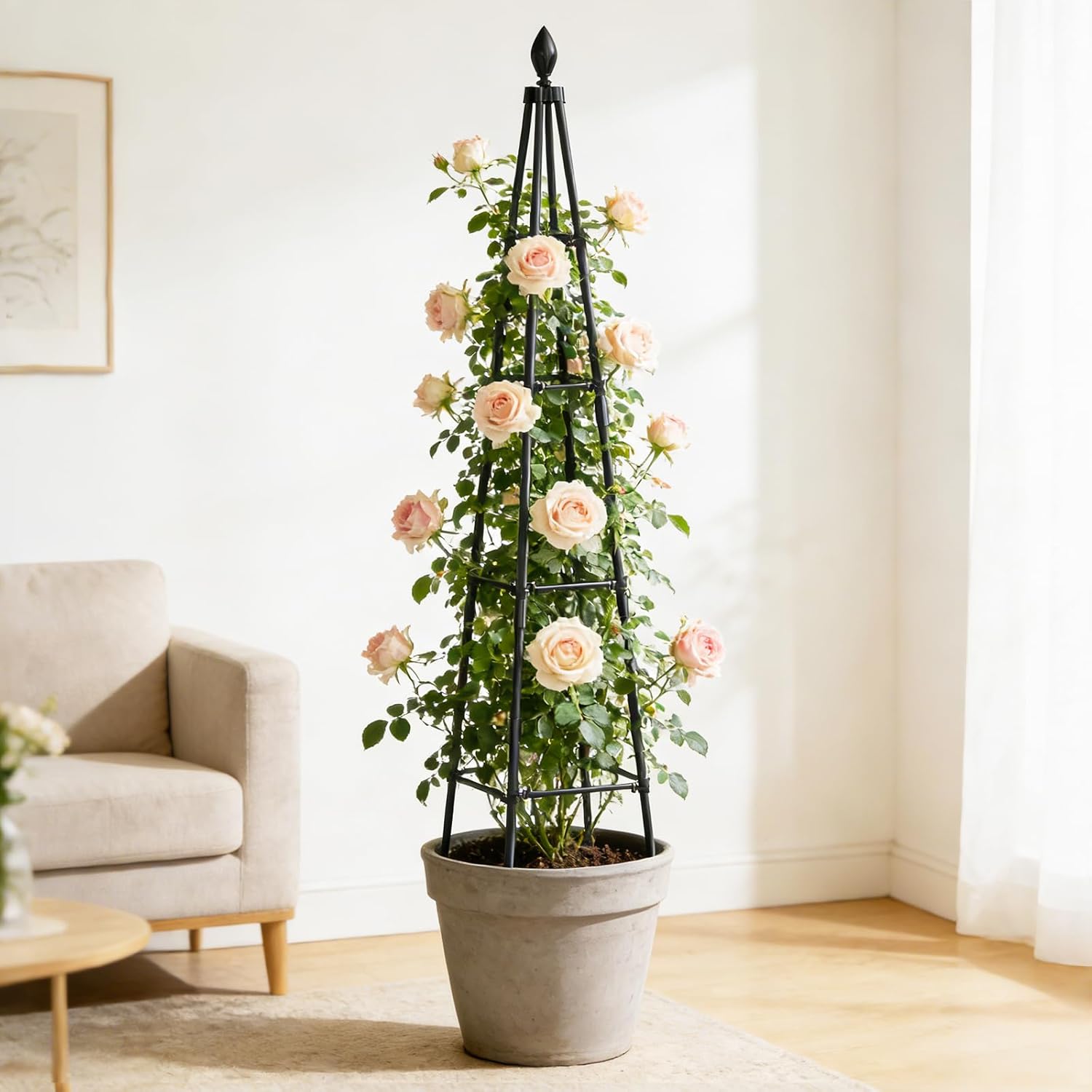 Adjustable Garden Trellis for Climbing Plants, 6FT Obelisk Plant Support Tower for Potted & In-Ground Vegetables, Tomatoes, Cucumbers, Vines - Easy Assembly, Indoor & Outdoor Use（2 Pack）